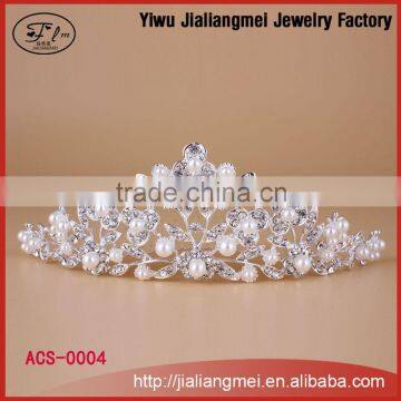 Handcraft pearl Rhinestone pearl alloy hair tiara/ crown wedding bridal hair accessory