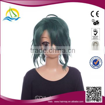 Quality guaranteed synthetic cosplay dark green wig