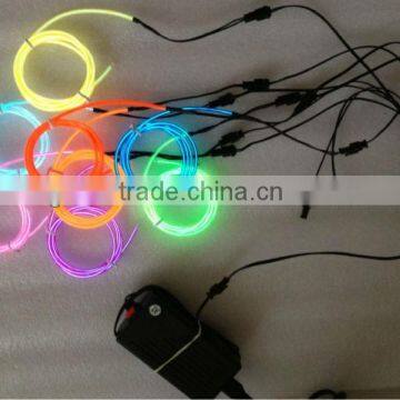 high brightness el wire/Neon Light Glow EL glowing Wire Rope Tube with AC220V 10output cable in 10 different colors