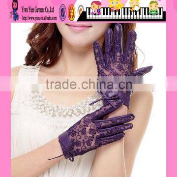 Stylish Girls Sexy Lace Gloves Purple Black Leather Sexy Lace Gloves