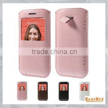 Crazy Horse Window View Pull-up Tab Leather Pouch Case for Samsung Galaxy Note 4