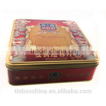 food grade high quality square embossed tin boxes for cakes