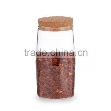 SINOGLASS trade assurance elemental kitchen borosilicate glass spice jar with cork lid