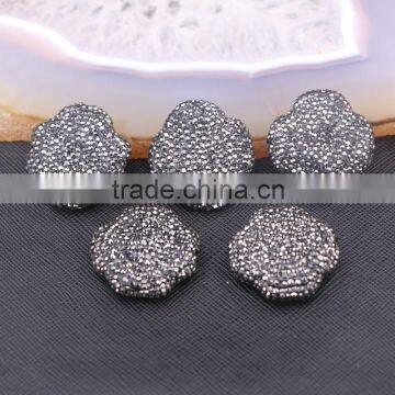 Druzy Resin Connector Spacer Beads, Pave Rhinestone Crystal Jewelry Gemstone Clover Beads