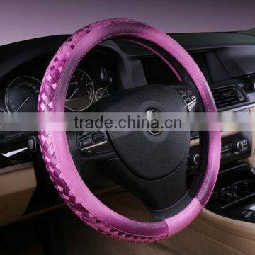 Steering wheel sets summer breathable antiskid weaving lovely purple car set of fashion