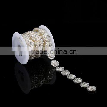 Made in China Charming Plastic Pearl Chain with Acrystal for Apparel Decoration