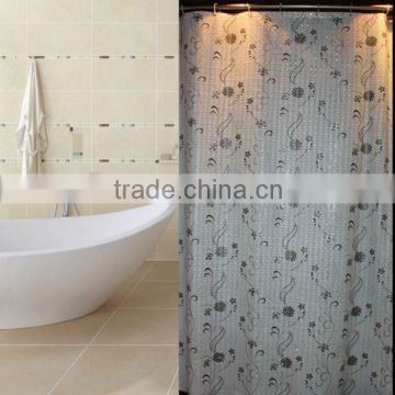 semi-transparent Printed flowering design PEVA shower curtains