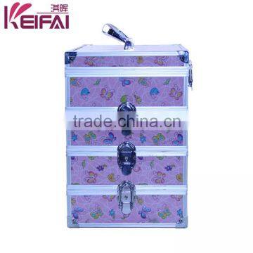 Personalized Lockable Hardshell Pink Makeup Boxes With Compartments photo-2