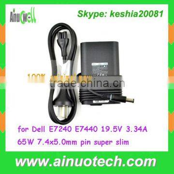 Super Slim E7240 E7440 Laptop ac adapter for Dell Laptop charger 19.5V 3.34A 65W 7.4x5.0mm with pin