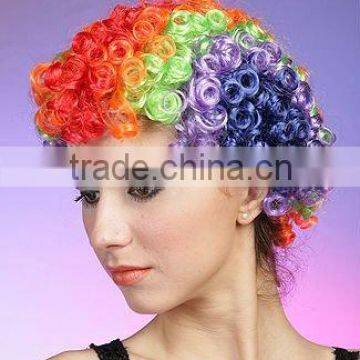 Cheap Synthetic Rainbow Clown Afro Wig, Football Fans Wig photo-3