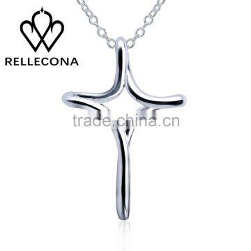 Newest popular sliver pendant necklace cross silver necklaces alloy necklace jewelry