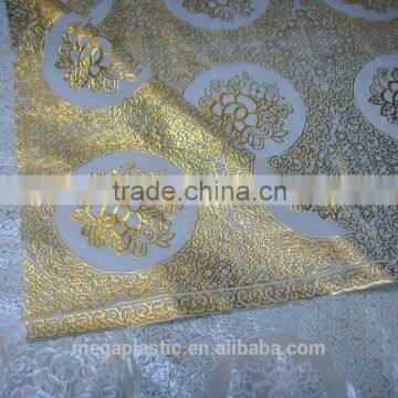 gold stamping printed PVC table cloth / PVC vinyl table cloth