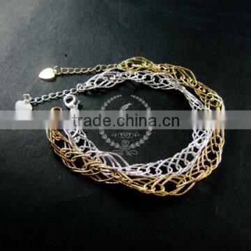 19cm Silver Plated Brass Faceted Rhombic Link Fashion DIY Bracelet Supplies 1900068 photo-4