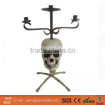 Halloween Table Decorative Skull Metal Candlestick Holder