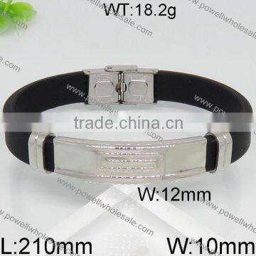 Fashion new steel color black leather bracelet