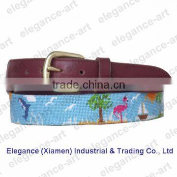 Beautiful palm-beach on needlepoint belts with genuine leather