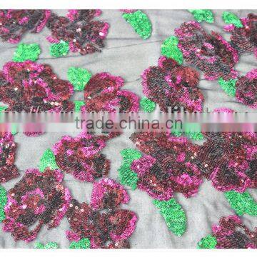 Wholesale Latest 3d Flower Sequin Net Fabric, Lovely Flower Sequin Net Fabric Making Dress photo-2