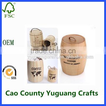 Custom Mini wooden barrel for coffee beans packing with lid