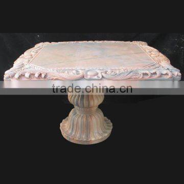 Hand Carving Square Red Marble Table