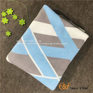 High-quality Cotton Thick Lines Jacquard Knitted Blanket photo-5