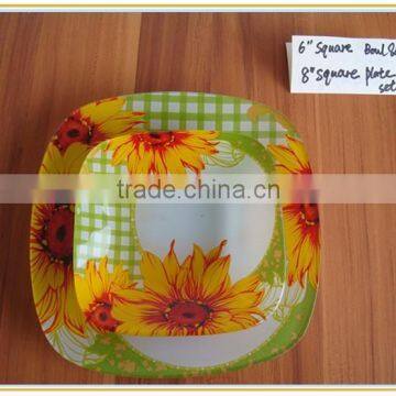 square glass plate with decal