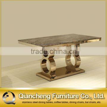 Luxury Rose Gold Marble Dining Table Set Restaurant Furniture photo-5