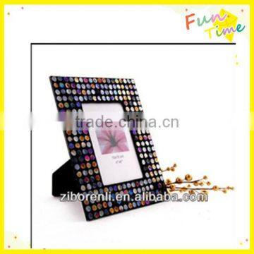 Modern Art Decor Black with Silver Antique Ornate Glass Mosaic Photo Frame Hang for Room