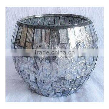 Good Quality Silver Mirror Mosaic Candle Holder photo-2