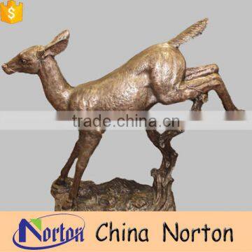 Gift small running brass stag statue on the base NTBA-DE030Y