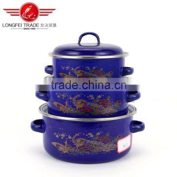 bule enamel cookware/enamel casserole sets with enamel lid wholesale