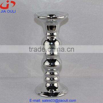 Weddings Decoration Centerpieces Plating Silver Ceramic Candlestick Holders photo-2