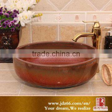 Fancy red color basin bathroom hand wash basin from Jingdezhen