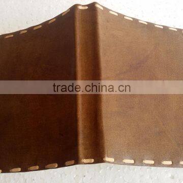 Handmade Tan Color Plain Big Stitch Leather Notebook photo-3