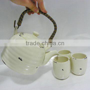 HK Fair new design 5pcs white ceramic tea set