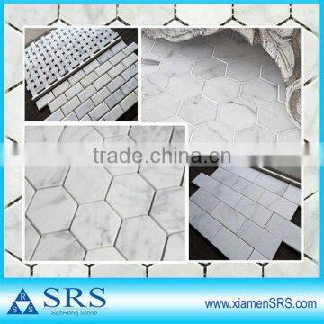 natural stone mosaic Cararra white marble mosaic sheet honeycomb design