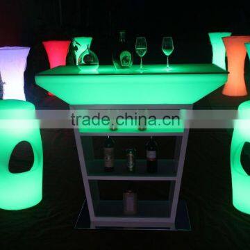 Led Illuminated Home Bar Counter With Stainless Steel Shelf photo-2