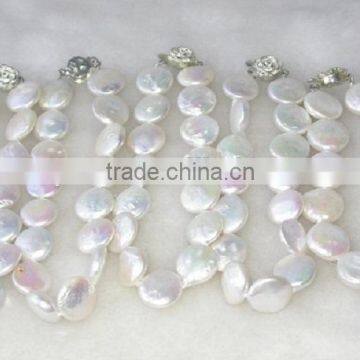 Hottest 3-4mm Coin Shape White Freshwater Pearl Bracelet photo-2