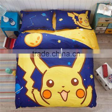 Luury Pokemon 4Pcs 100% Cotton Child Cartoon Pattern Bedding Sets Include Duvet Cover Bed Sheet Pillowcase Set Full Queen Size