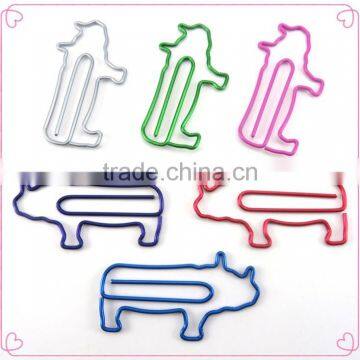 Creative shinny PET coated Metal wire colorful rhinoceros shape clips