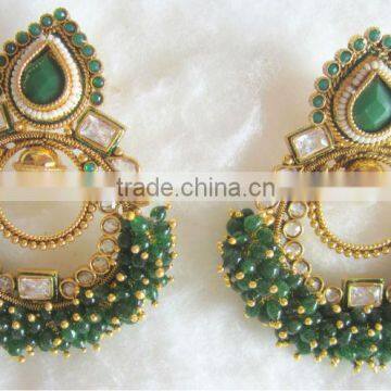 Beads Polki Chand Bali Gold Tone Dangler EARRINGS1 photo-5