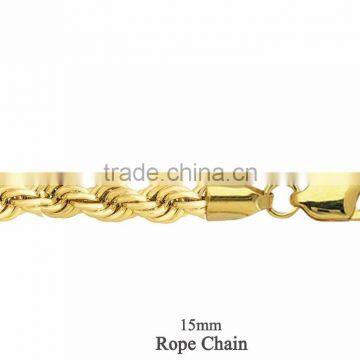 Gold Plated 15 MM Rope Chain