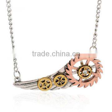 steampunk gears wholesale jewelry angel wing design necklace