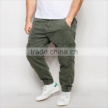 2016 men's cool green slim tapered cargo pants with elastic cuff