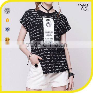 Fashionable Short Sleeve Women All Over Body Digital T-shirt Printing With Unregular Bottom photo-2