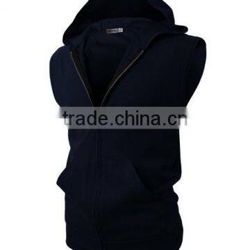 OEM New Design Cotton Plain Wholesale Sleeveless Hoodie Mens Dress Vest With Zip photo-2
