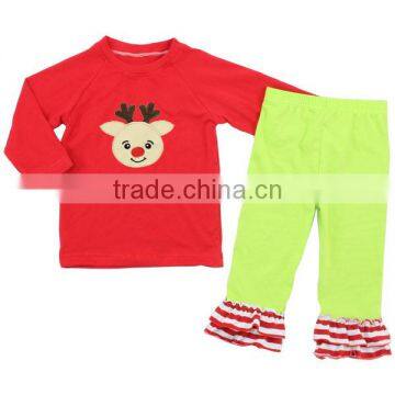 New Arrival Red Christmas Suit Children Baby Outfits Clothing Wholesale Christmas Girls Outfits