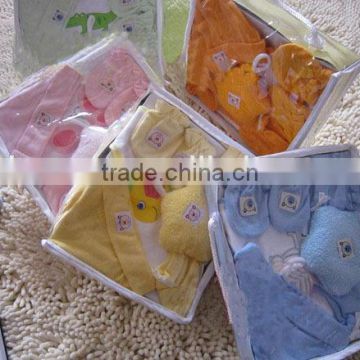 OEM or Stocked ,7PCS/SET Baby Bibs set,Mesh bag baby Baby bibs set,100%cotton bib set ,baby hat gift set