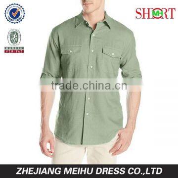 Men's Cane Bay Roll Up Sleeve Linen Cotton Button Down Casual Shirt photo-4