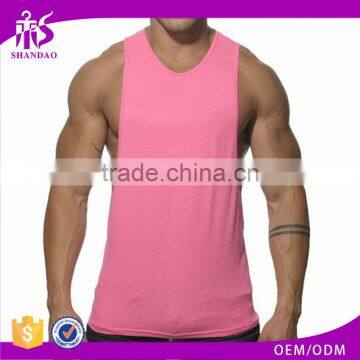 Shandao OEM factory custom logo sleeveless cotton tri blend mens gym wear