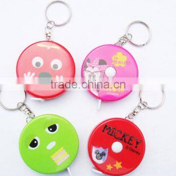 custom Round measuring tape cartoon mini portable children tape with keychain